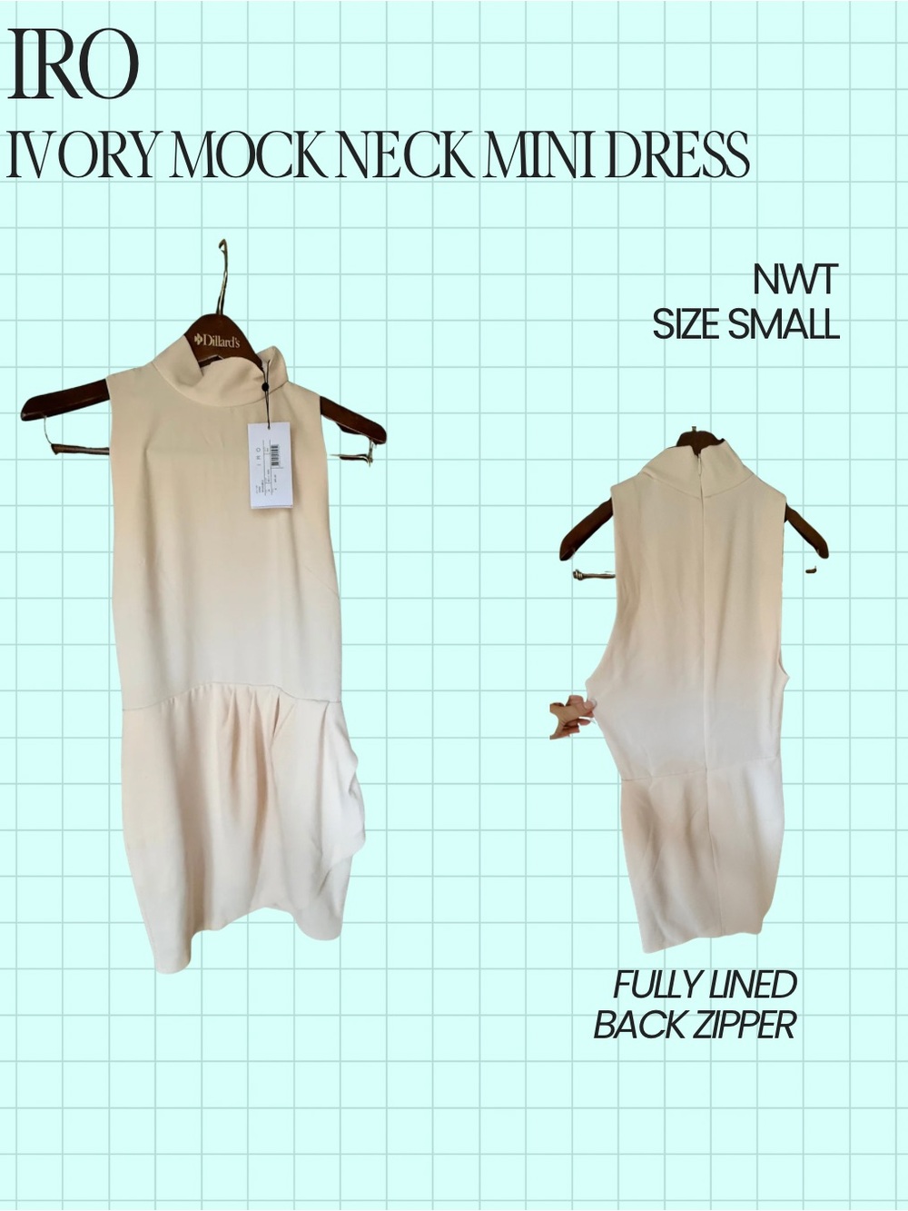 IRO Ivory Mock Neck Mini Dress